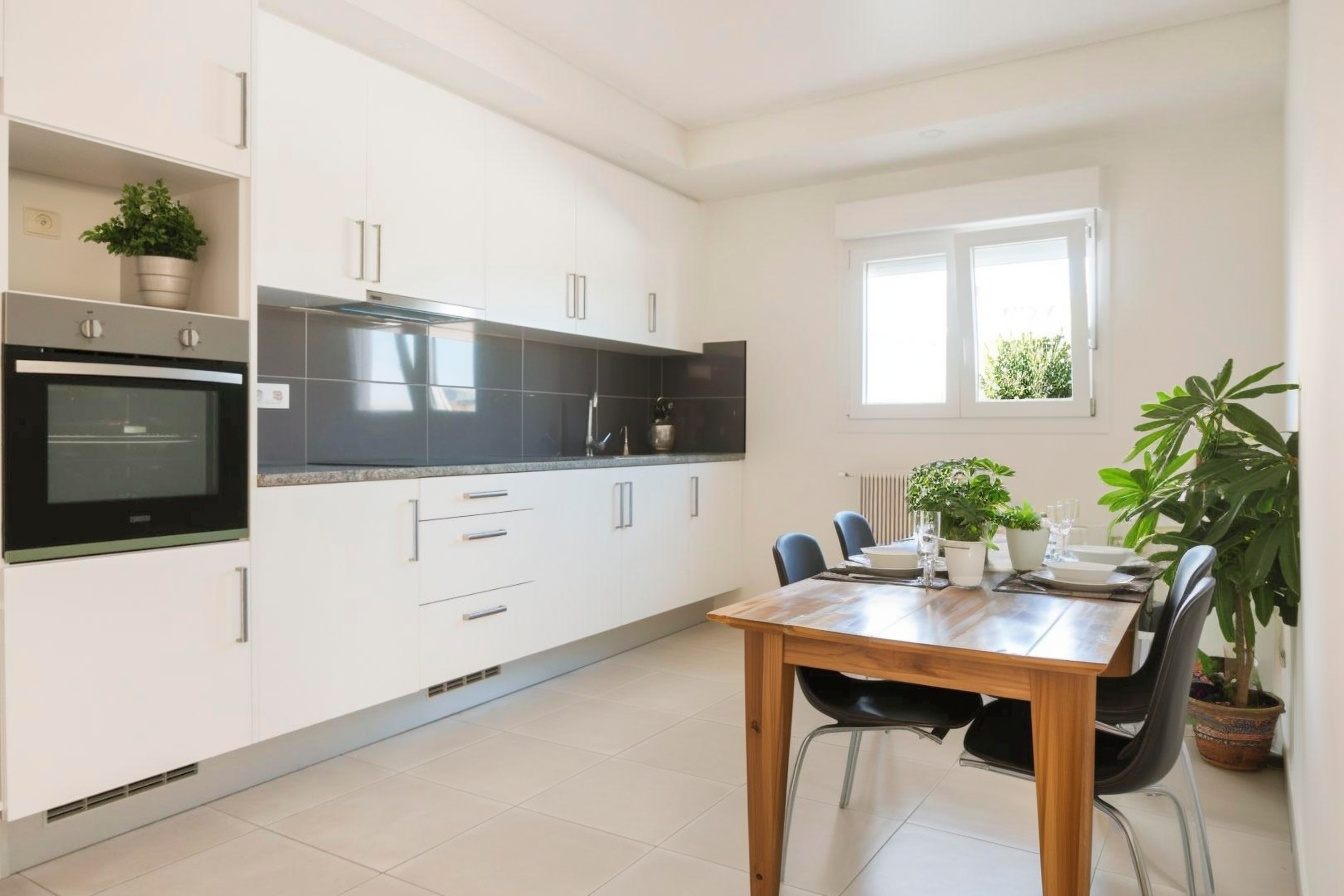 Mockup da cozinha com zona de refeições